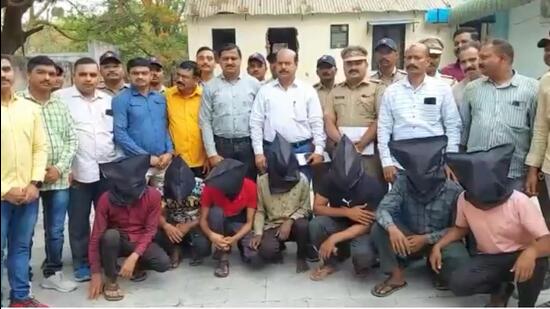 Pune rural police arrested members affiliated to gangster Santosh Jadhav on Saturday. (HT PHOTO)