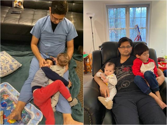Dr Manish Dhyani with his children, Agastya (4) and Avya (1). Dr Manish Dhyani with his children, Agastya (4) and Avya (1).