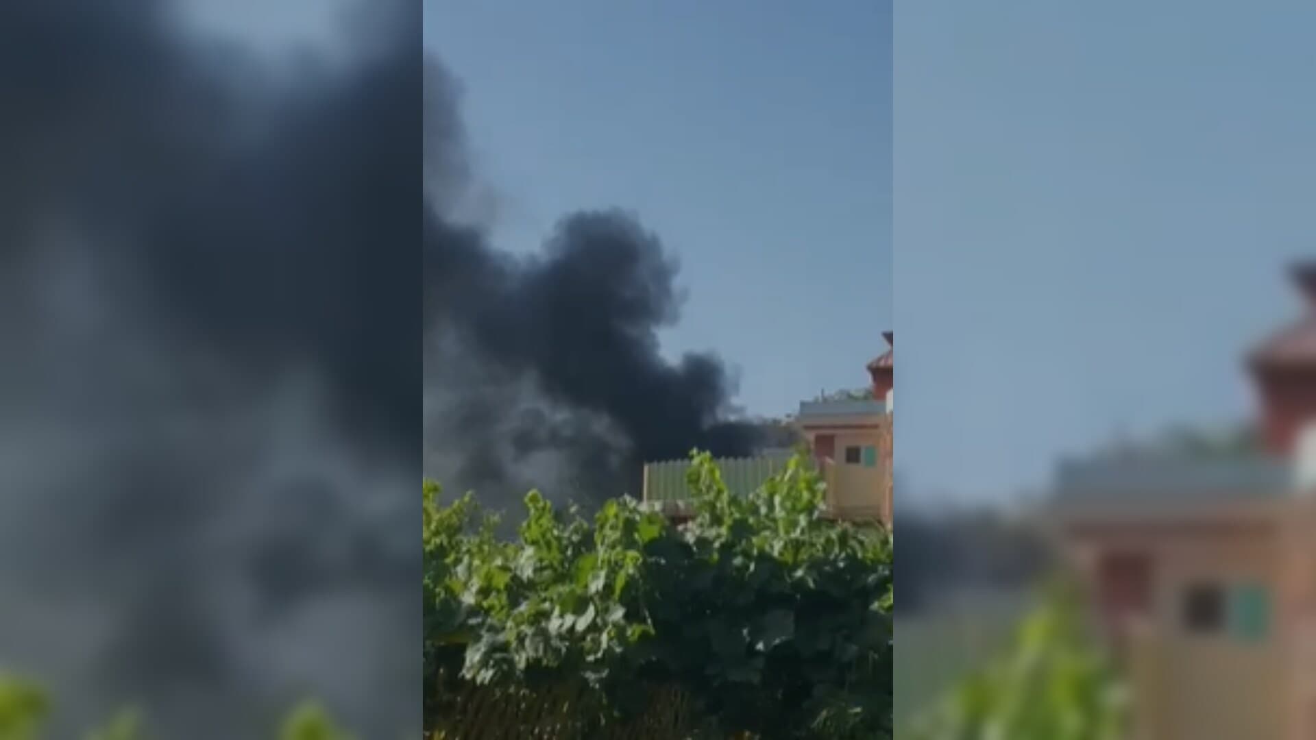 Kabul: Smoke billowing from Karte Parwan Gurdwara. Kabul: Smoke billowing from Karte Parwan Gurdwara.
