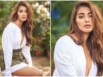 Pooja Hegde leaves no stone unturned in giving the fashion god's a run for their money with her sartorial wardrobe choices. Her fans eagerly keep waiting for the actor to drop stunning pictures of herself in stylish fits on her Instagram handle only to make it go viral for all the good reasons. In her recent stills, the Radhe Shyam actor was seen keeping it simple yet stylish in a white deep-cut shirt teamed with a short olive green skirt.(Instagram/@hegdepooja)