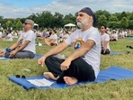  Participants during a Yoga session at the Washington Monument organised by Indian Embassy, ahead of International Day of Yoga, in Washington. Participants during a Yoga session at the Washington Monument organised by Indian Embassy, ahead of International Day of Yoga, in Washington.