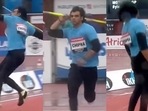 Neeraj Chopra in action in Kuortane Games Neeraj Chopra in action in Kuortane Games