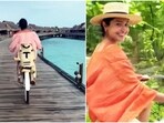 Anushka Sharma shared a video of her cycling in Maldives. 