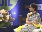 Sadhguru and Samantha Ruth Prabhu at an event in Hyderabad. (YouTube) Sadhguru and Samantha Ruth Prabhu at an event in Hyderabad. (YouTube)