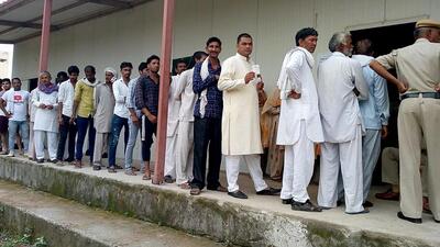 Voters stand in a queue during the polling process for municipal elections at Meham on Sunday. (Manoj Dhaka/Hindustan Times) Voters stand in a queue during the polling process for municipal elections at Meham on Sunday. (Manoj Dhaka/Hindustan Times)