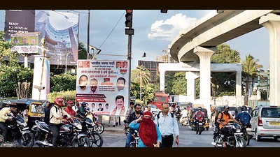 An illegal hoarding put up at Yerawada. (HT FILE PHOTO) An illegal hoarding put up at Yerawada. (HT FILE PHOTO)
