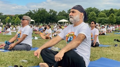  Participants during a Yoga session at the Washington Monument organised by Indian Embassy, ahead of International Day of Yoga, in Washington. (ANI) Participants during a Yoga session at the Washington Monument organised by Indian Embassy, ahead of International Day of Yoga, in Washington. (ANI)