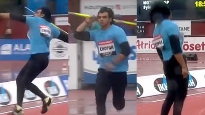 Neeraj Chopra in action in Kuortane Games (Twitter)