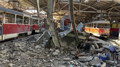 A view shows a tram depot destroyed by a Russian missile strike, as Russia's attack on Ukraine continues, in Kharkiv. (File image) (REUTERS)