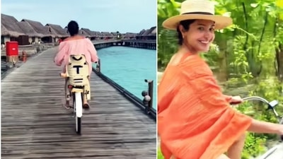 Anushka Sharma shared a video of her cycling in Maldives. Anushka Sharma shared a video of her cycling in Maldives. 