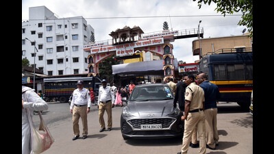 A large police contingent has been deployed at Dehu for the SantTukaram Maharaj Palkhi. (HT PHOTO) A large police contingent has been deployed at Dehu for the SantTukaram Maharaj Palkhi. (HT PHOTO)
