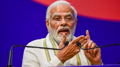 New Delhi: Prime Minister Narendra Modi addresses the ceremony to dedicate to the nation the main tunnel and five underpasses of Pragati Maidan Integrated Transit Corridor Project, in New Delhi. (PTI) New Delhi: Prime Minister Narendra Modi addresses the ceremony to dedicate to the nation the main tunnel and five underpasses of Pragati Maidan Integrated Transit Corridor Project, in New Delhi. (PTI)