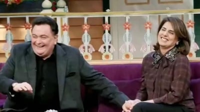 Neetu Kapoor and Rishi Kapoor from their appearance on The Kapil Sharma Show in 2017.