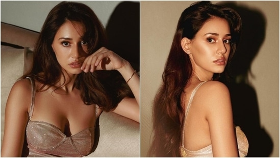 Disha Patani was earlier spotted making jaws drop in a stunning beige mini bustier dress.(Instagram/@dishapatani)