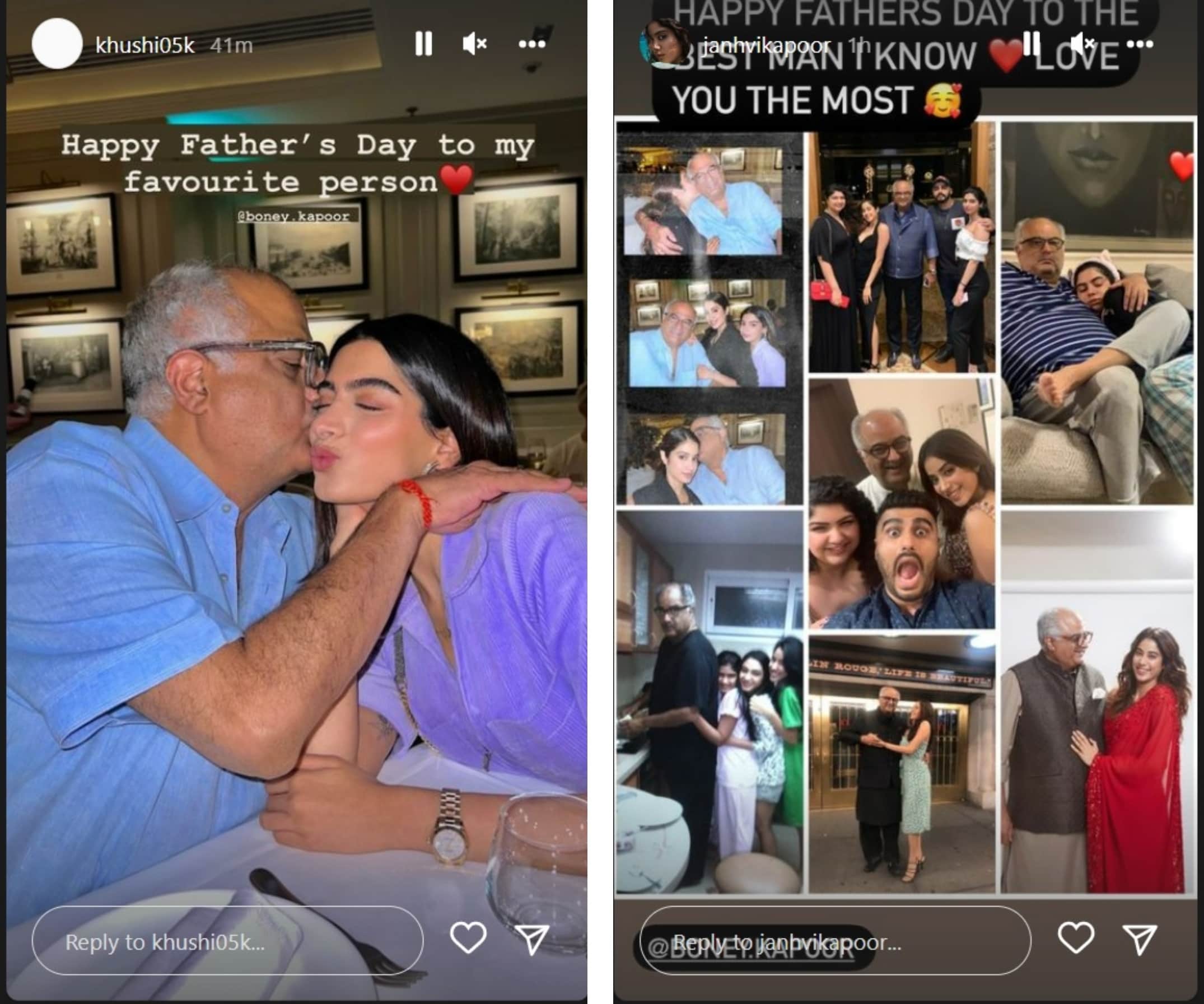 Khushi Kapoor And Janhvi Kapoor Also Shared Father's Day Posts.