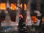 Firefighters work at the site of fire after Russian shelling in Mykolaiv, Ukraine. (AP Photo/George Ivanchenko) Firefighters work at the site of fire after Russian shelling in Mykolaiv, Ukraine. (AP Photo/George Ivanchenko)
