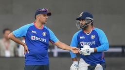 India cricket team head coach Rahul Dravid with player Rishabh Pant