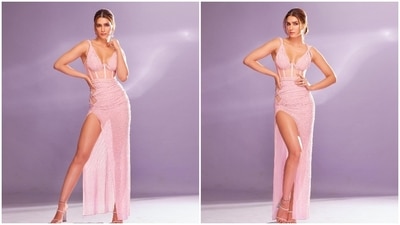 Kriti Sanon earlier made a stylish appearance at an event in a nude pink corset dress from the luxurious clothing line Aadnevik. (Instagram/@kritisanon)