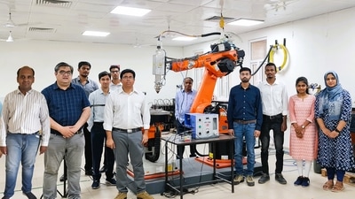 According to officials, all the components of the metal 3D printer, except the laser and robot systems, are designed and manufactured in India. (Handout) According to officials, all the components of the metal 3D printer, except the laser and robot systems, are designed and manufactured in India. (Handout)
