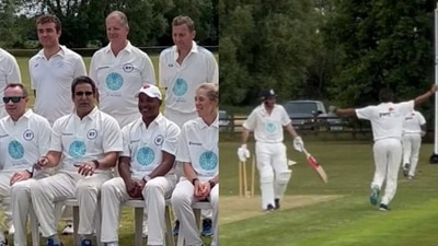 Wasim Akram celebrates after picking the wicket (Screengrab) Wasim Akram celebrates after picking the wicket (Screengrab)