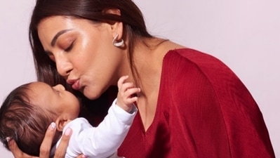 Kajal Aggarwal almost reveals the face of her son Neil on social media.