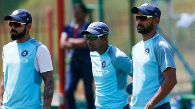 From Left: Virat Kohli, Wriddhiman Saha and Shikhar Dhawan in 2018.&nbsp; (Getty)