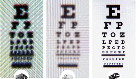 The resolution that the virtual reality headset supports by default allows wearers to read to read the 20/20 vision line on an eye chart, via the headset.