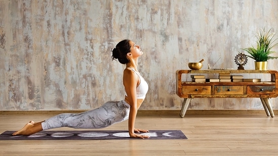 leo yoga pose - white outline