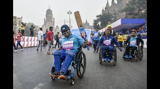 People participate in Champions with Disability marathon, Mumbai, January 20, 2019 (Kunal Patil/HT Photo) People participate in Champions with Disability marathon, Mumbai, January 20, 2019 (Kunal Patil/HT Photo)