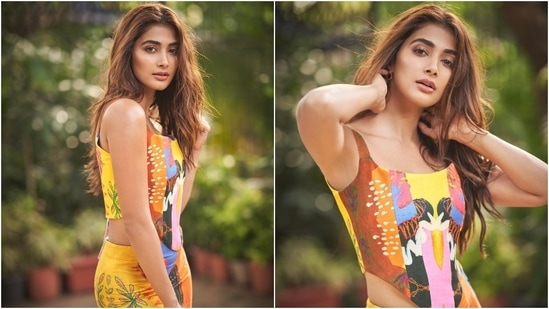 Pooja Hegde poses for a photoshoot in a corset top and bodycon skirt set.&nbsp;(Instagram)