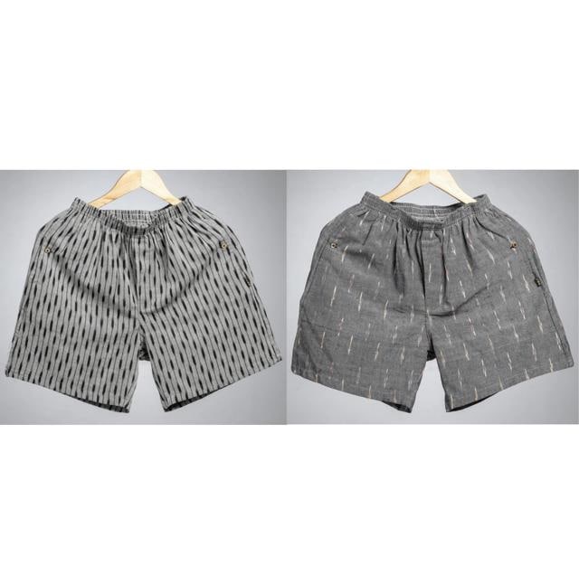 Boxers have the advantage of being worn both indoors and outdoors. (Handwoven cotton Ikat boxer shorts with pockets by itokri)