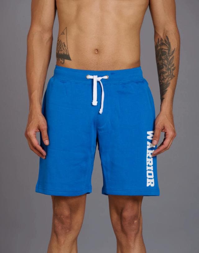 Comfortable knee length shorts are perfect to wear around the house. (Blue, knee length, sporty cotton shorts by Go Devil)