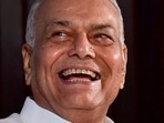 **EDS: FILE PHOTO** New Delhi: In this, Monday, July 15, 2019, file photo, former union minister Yashwant Sinha at the release of his autobiography 'Relentless', in New Delhi. Yashwant Sinha has been unanimously chosen as the joint opposition candidate for presidential elections in 2022. (PTI Photo/Manvender Vashist)(PTI06_21_2022_000302A) (PTI)