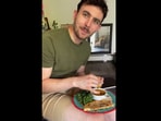 The French man tells his Indian wife he is eating a ‘pamatha’ in this viral Instagram video. (Instagram/@sharumulla)
