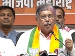 Maharashtra BJP chief Chandrakant Patil addresses presser in Mumbai.(Twitter/ANI) Maharashtra BJP chief Chandrakant Patil addresses presser in Mumbai.(Twitter/ANI)