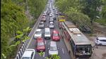 Heavy congestion seen on the Noida-Delhi route as the traffic police closed off several roads in view of the Congress protest. (PTI Photo) Heavy congestion seen on the Noida-Delhi route as the traffic police closed off several roads in view of the Congress protest. (PTI Photo)