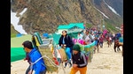 Devotees going to Kedarnath Temple by mule ride, palanquin and other ways as part of their Char Dham Yatra in Rudraprayag (ANI File Photo) Devotees going to Kedarnath Temple by mule ride, palanquin and other ways as part of their Char Dham Yatra in Rudraprayag (ANI File Photo)