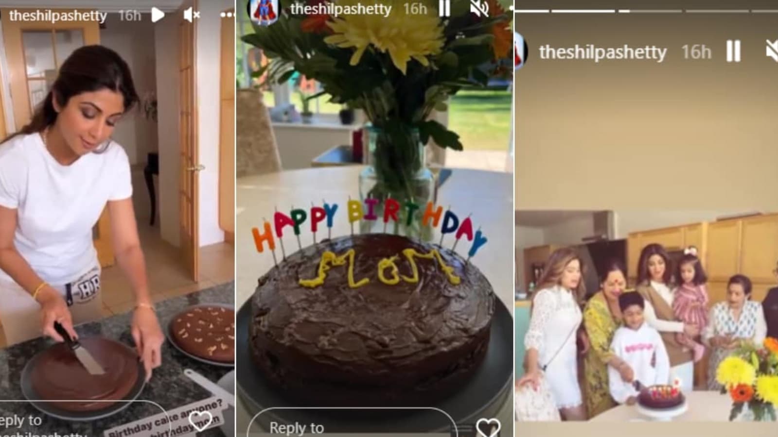 Shilpa Shetty bakes cake for mom Sunanda Shetty on her birthday, shares pics with son Viaan Raj Kundra, daughter Samisha
