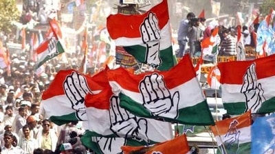 Congress flags waves at rallies. Congress flags waves at rallies.