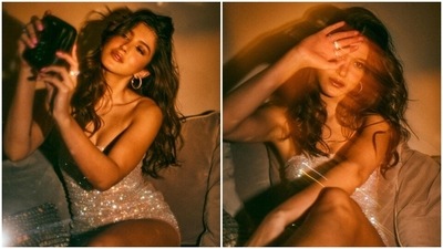 On Tuesday, Shanaya dropped pictures of herself in a silver embellished mini dress on Instagram and captioned the post, "Stay wild." Her ensemble is custom-made by the clothing label Itrh and is the perfect party pick for the warm season. (Instagram)