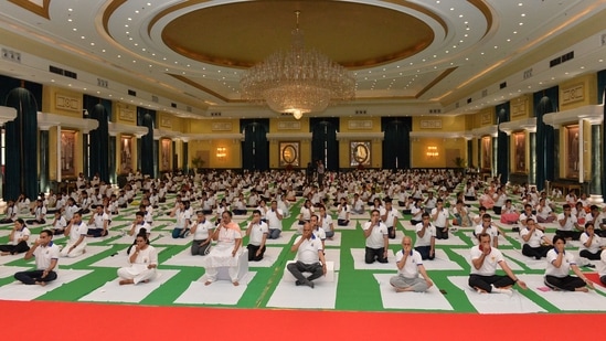 “Yoga is a part of our ancient Indian heritage. India's gift to humanity, it is a holistic approach to health and well-being, balancing our mind, body and soul. I urge everyone to make Yoga a part of your daily life &amp; experience its benefits,” said the President.(@rashtrapatibhvn)