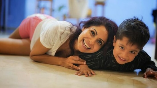 Chhavi Mittal with her son Arham Hussein.