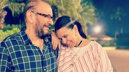 Neha Dhupia and her dad celebrate International Yoga Day 2022 by acing yoga's headstand in new post (Instagram)