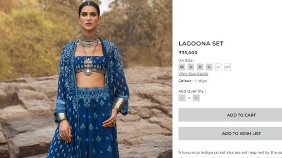 The price of sharara set Janhvi Kapoor wore for Good Luck Jerry promotions.&nbsp;(anitadongre.com)