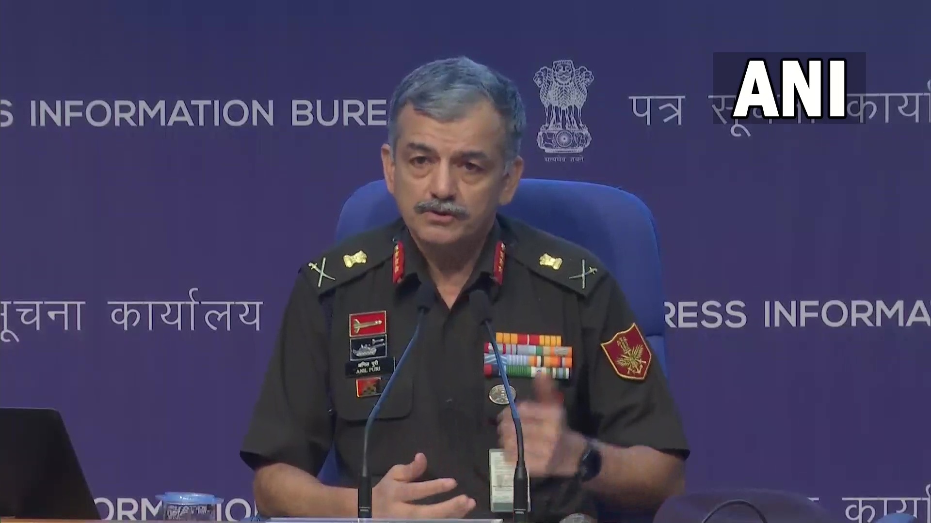 Lt Gen Anil Puri, additional secretary in the department of military affairs, addresses the media on Tuesday. (ANI) Lt Gen Anil Puri, additional secretary in the department of military affairs, addresses the media on Tuesday. (ANI)