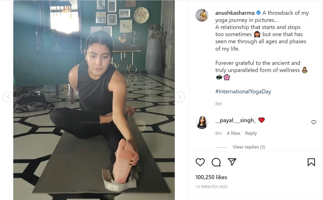 Anushka Sharma shared a post on International Yoga Day.&nbsp;