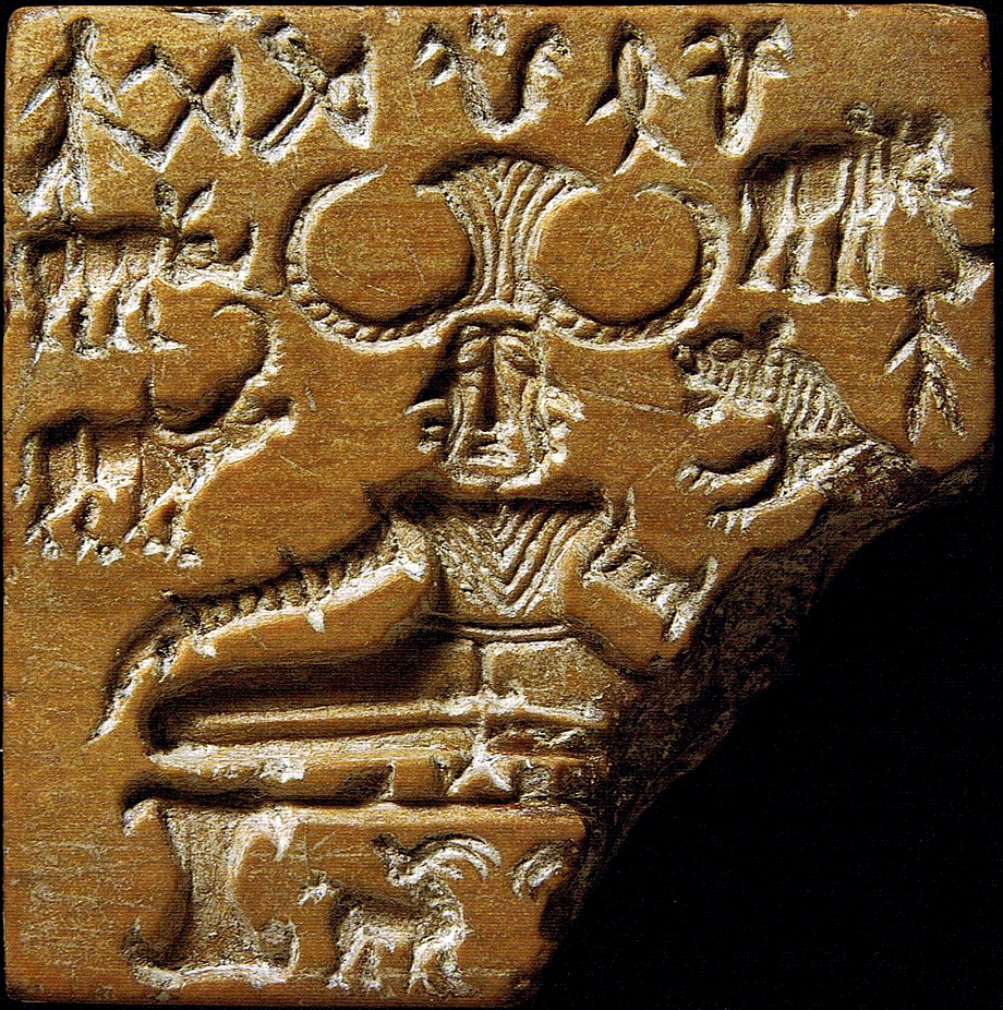 The best known of the Mohenjo-daro seals is the “Pashupati” seal, which shows a three-faced figure seated in a yogic posture. (Mohenjodaro archaeological site via Wikimedia Commons) The best known of the Mohenjo-daro seals is the “Pashupati” seal, which shows a three-faced figure seated in a yogic posture. (Mohenjodaro archaeological site via Wikimedia Commons)