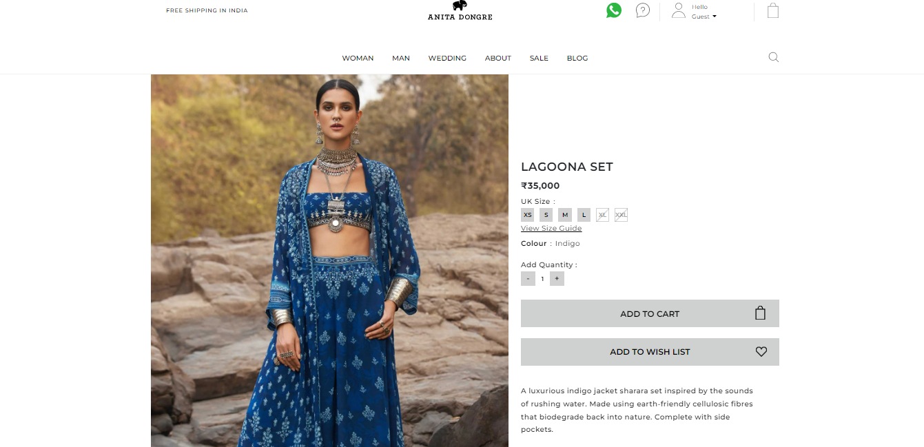 The price of sharara set Janhvi Kapoor wore for Good Luck Jerry promotions.&nbsp; (anitadongre.com)
