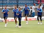 Team India players during practice session.(ANI) Team India players during practice session.(ANI)