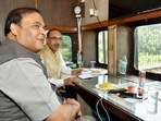 Assam Chief Minister Himanta Biswa Sarma undertakes a train journey from Guwahati to flood-affected areas in Nagaon on Wednesday. Assam Chief Minister Himanta Biswa Sarma undertakes a train journey from Guwahati to flood-affected areas in Nagaon on Wednesday.